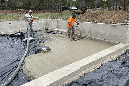 pouring concrete